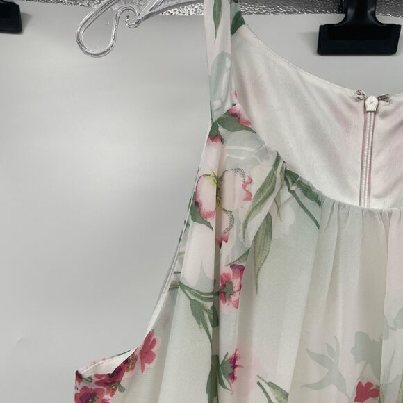 R&K Floral Maxi Dress Sleeveless Ruffle Green/Multi Size 16 Belted - Picture 5 of 9